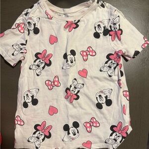Disney Minnie Mouse Pink and White Short Sleeve Tee